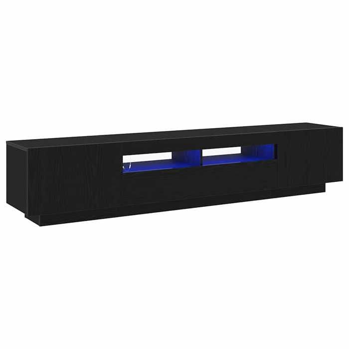 LMT - TOP@Meuble TV 2 pcs - CLARENCE - Support/Armoire de Télévision Noir 200 x 35 x 40 cm - Bois dingénierie CC13139