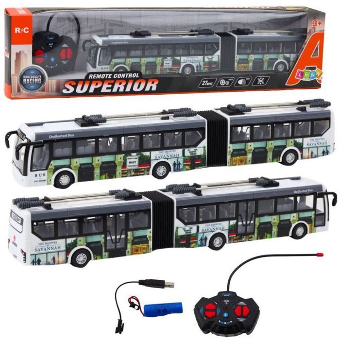 Véhicule radiocommandé - LEANTOYS - Trolleybus urbain - Lumières RC - Transport public - 3 ans et plus