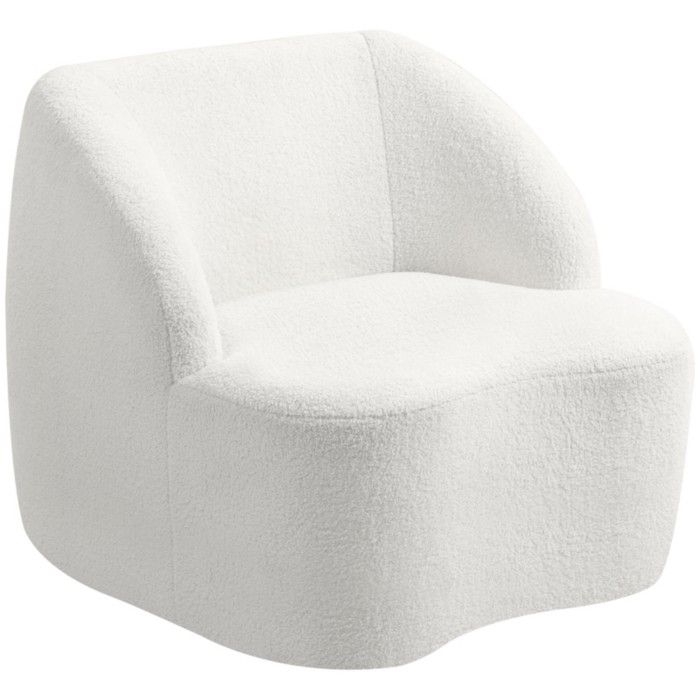 Fauteuil moderne très confortable avec rembourrage polaire pour salon chambre ou bureau couleur blanc crème