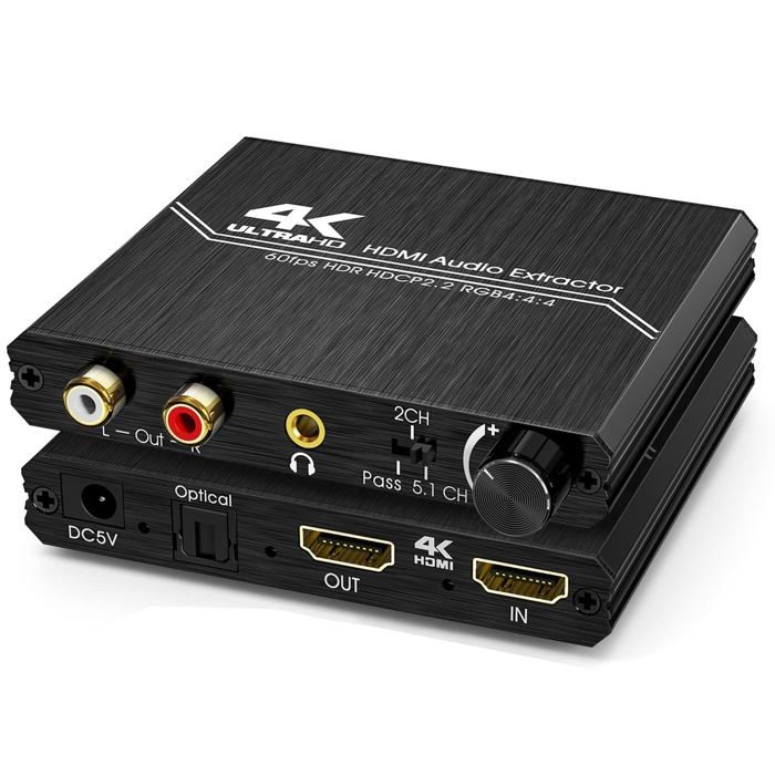 Extracteur Audio HDMI 2.0 – Répartiteur Audio HDMI 4K vers Spdif Optique 35 mm AUX Stéréo RCA L/R Convertisseur Audio