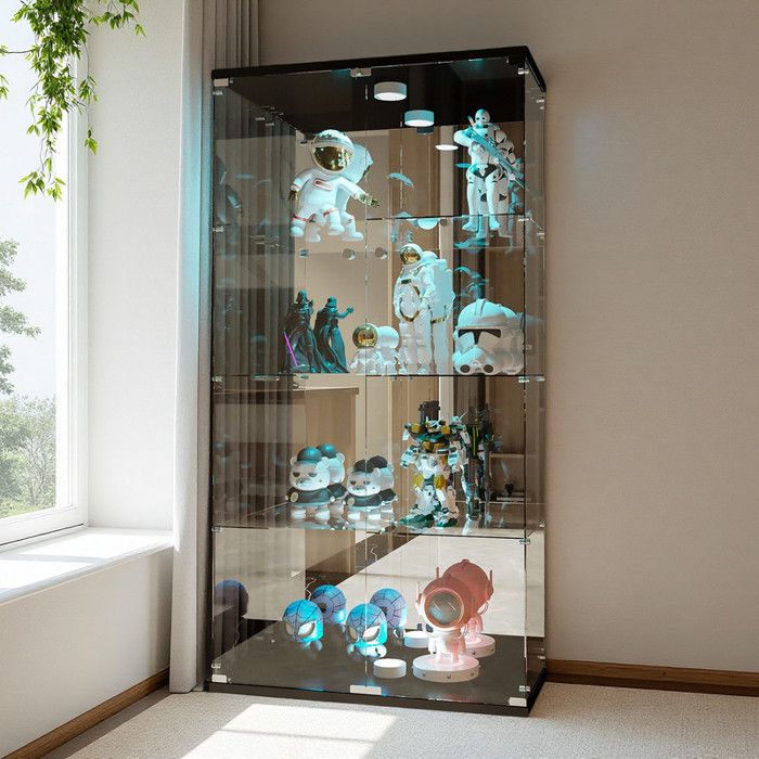 Vitrine Acrylique Avec Éclairage – Hauteur 10 à 60 Cm – Anti-poussière – Présentoir Collection – Meuble Rangement – USB