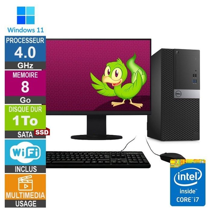Optiplex 7040 MT i7 6700 4GHz SSD Wifi W11 + Ecran 27 Très bon état - vue 4