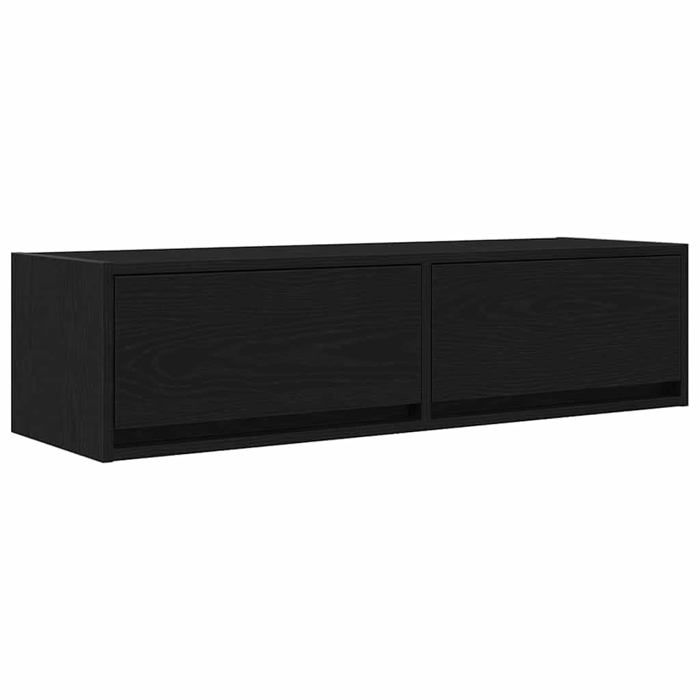 Meuble TV mural - vidaXL - Chêne Noir - 100x31x255 cm - Bois dingénierie - 2 tiroirs - Assemblage requis