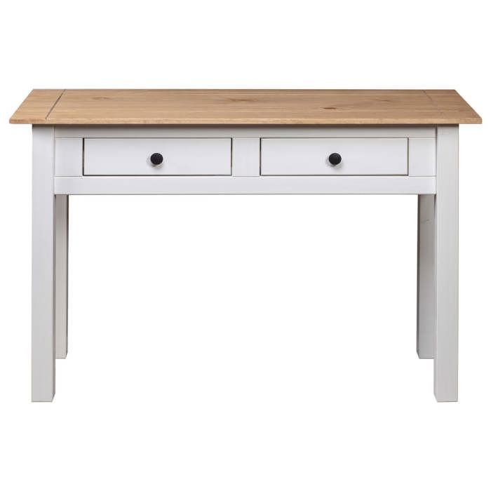 Blanc Table console - CLARENCE - Meuble couloir - Blanc 110x40x72 cm - Pin solide Gamme Panama CC332