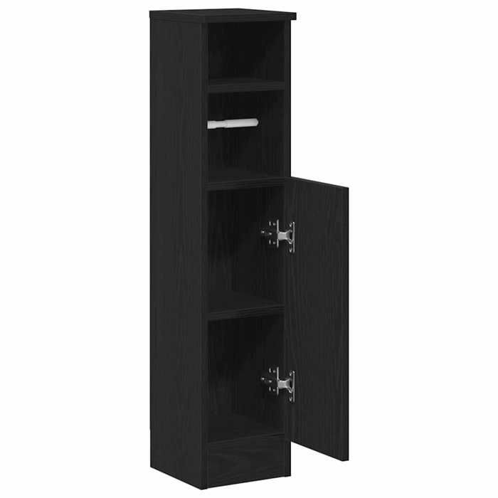 Soldes Printemps Meuble de salle de bain - SOLOMOON - Meuble wc - avec porte-rouleau noir 205x22x90 cm SSS2122