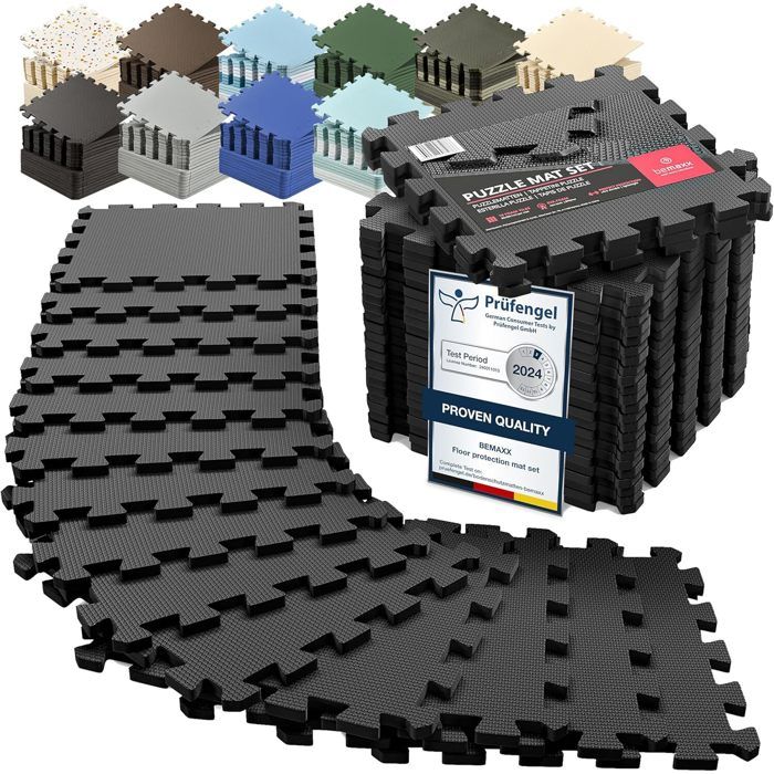 Tapis de Fitness Protection de Sol - Dalles Mousse sans BPA avec Bordures Matelas Puzzle EVA Caoutchouc
