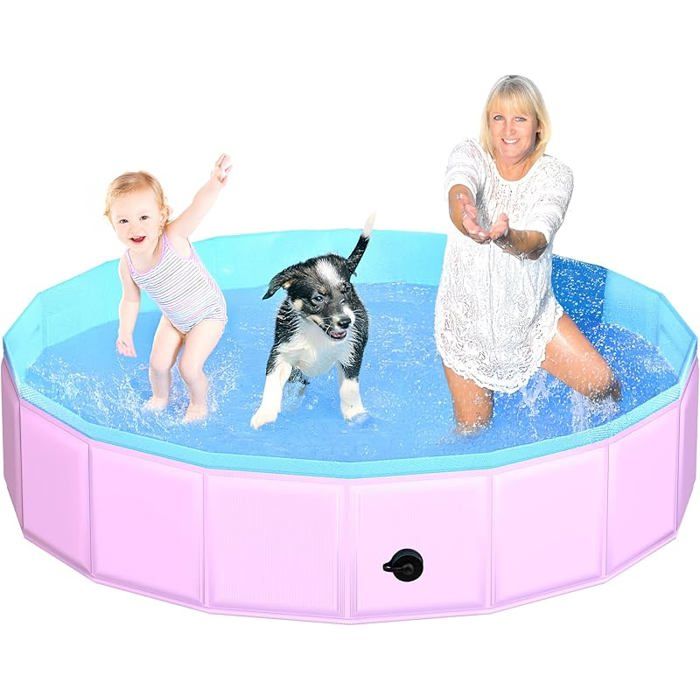 Piscine Pliante pour Chien 180x30 cm - Piscine pour s en Rigide Pliable pour Chiens et s Rose 180cm 180CM ABRI DE PISCINE
