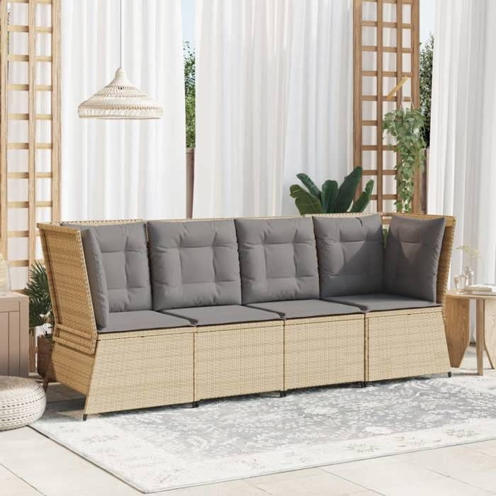 Canapé dangle de jardin - moderne - MEUBLE JARDIN - avec coussins beige résine tressée CC162