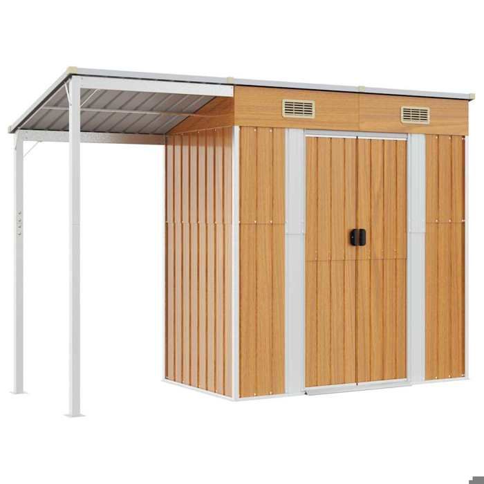 Cabane DextérieurePARAJIEModerne Abri de jardin avec toit prolongé marron clair 277x107x181 cm@862401