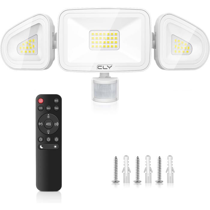 Projecteur LED extérieur avec détecteur - EVERWOL - 42W puissance - 3600 lm luminosité - Blanc froid 6500K