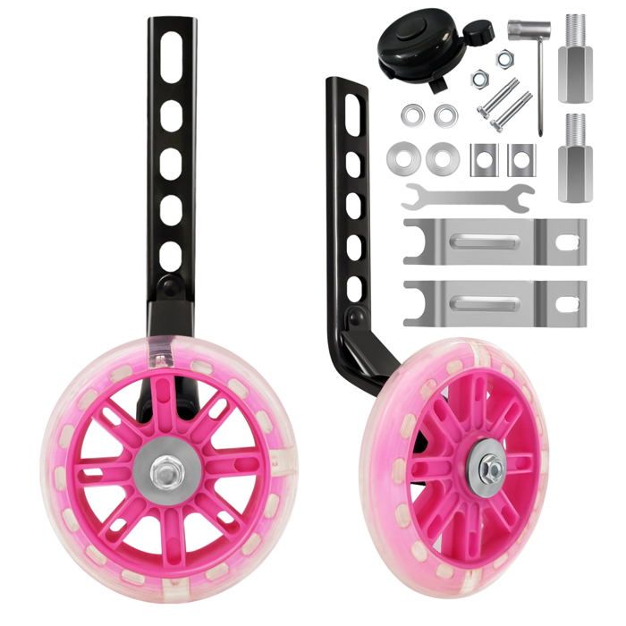 Keenso Enfants Roues de Formation de Vélo, Roues d'Entraînement de Vélo pour Enfants 12-20 Pouces Roue Stabilisateur de Vélo pour Enfants (Rose