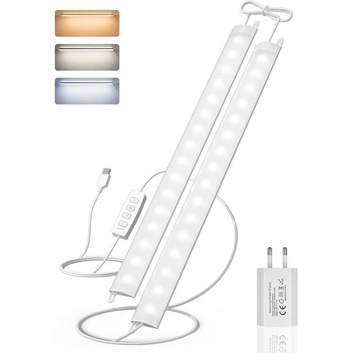 Lampe de Cuisine LED Fiire Ultra FineRégble en Luminosité Bande Lumière 2 x 30 cm 400 lm avec Interrupteur3 30cm*2