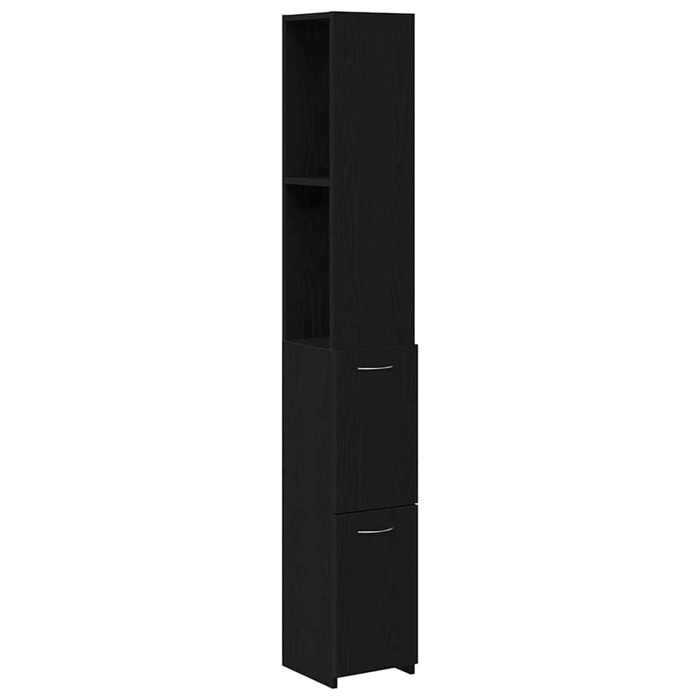 Cabinet de salle de bain - vidaXL - meuble bain - bois dingénierie - chêne noir - 25 x 25 x 170 cm - 2 portes - 2 étagères{obs71m}