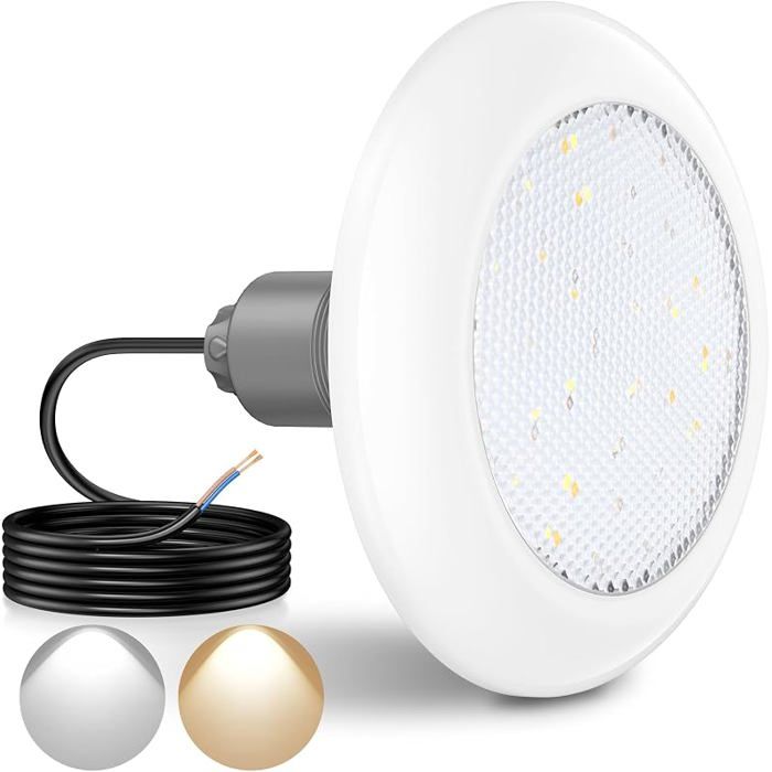 Projecteur Piscine LED Vissable avec Filetage 2& 18W Lampe Piscine Commutables Bnc 3000K 6000K 18W(ABS)