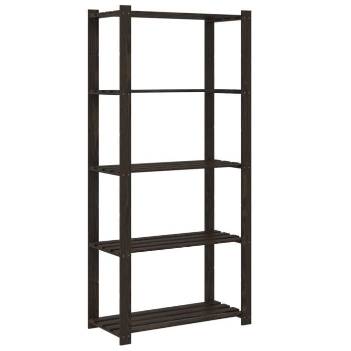 Support de rangement à 5 niveaux noir 80x38x170 cm bois pin_2 ans garantie_68762