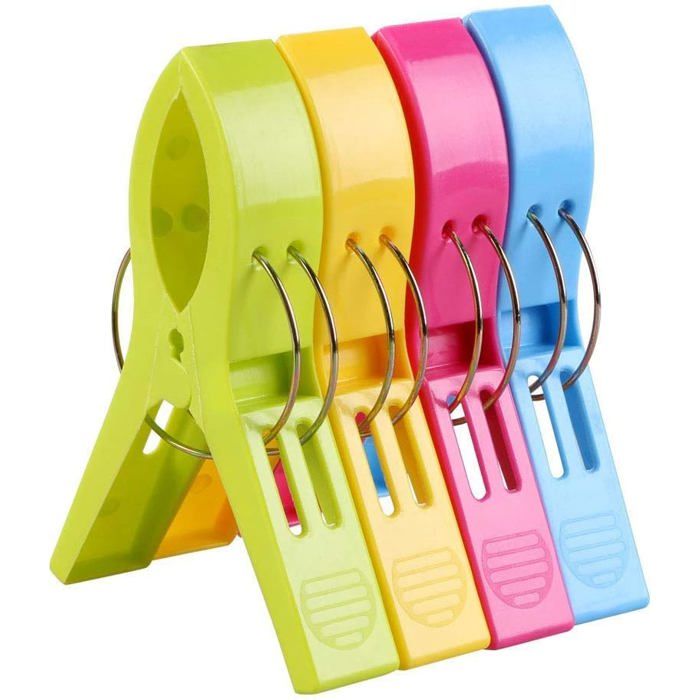 Pinces à Linge lot de 4 pinces serviette plage clips brise-vent pinces plastique durables pour serviettes co - Multicolore 4 Pcs