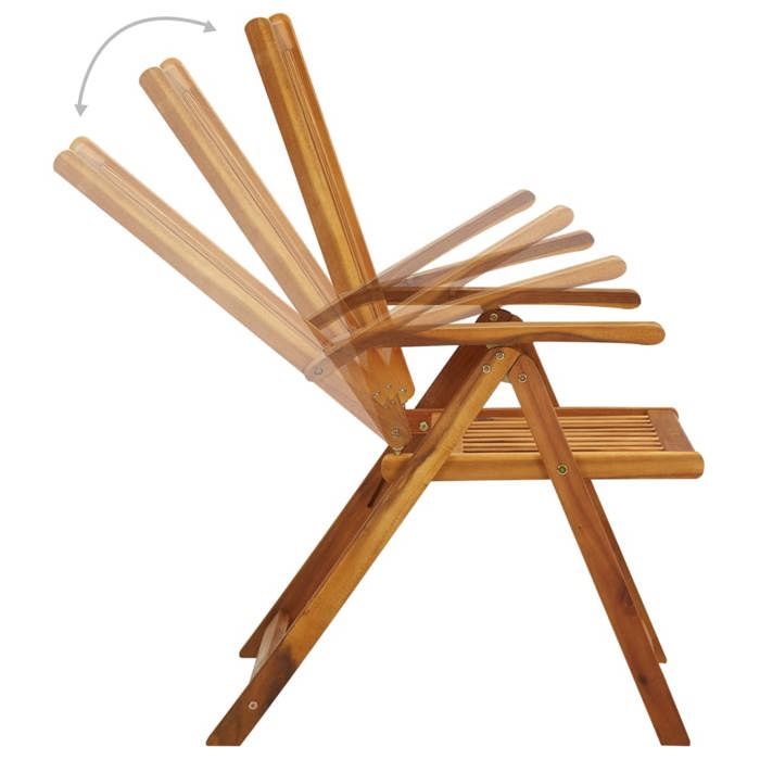 Chaises pliables de jardin 3 pcs avec coussins Bois dacacia_2 ans garantie_97496