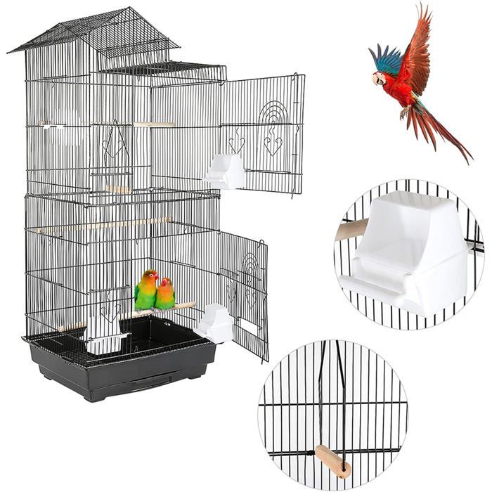 Volière extérieure grande cage oiseaux perroquet canari perruche acier inoxydable 46 x 35 5 x 99 cm