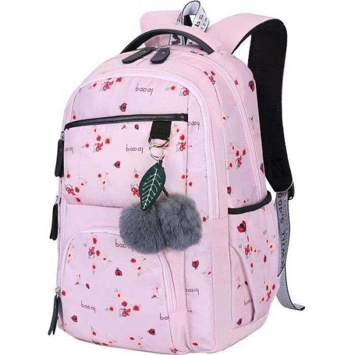 XJYDNCG Sac à Dos Femme College Scolaire Sac Toile Sac à Dos Sac École Ado Fille Cartable Collège Sac décole - Rose SAC A DOS