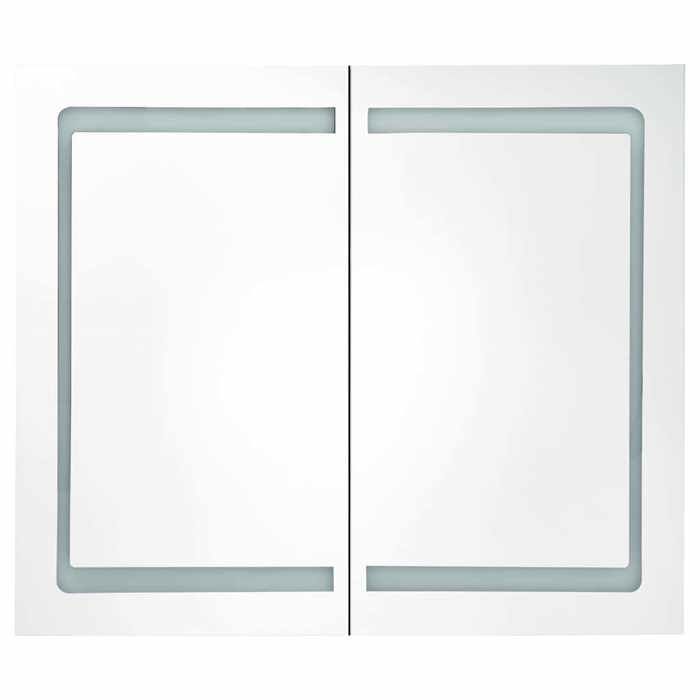 Meuble Rangement - HAOSHOP - Armoire de salle de bain à miroir LED Chêne 80x12x68 cm&01_28515