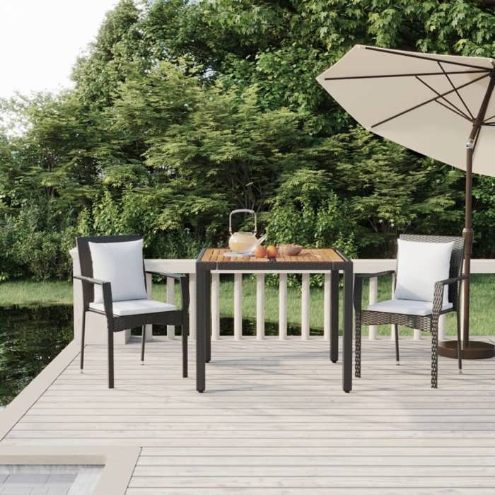 VIDAXL Ensemble Table avec chaises jardin + coussins - (3 pcs) - ANTI-UV - Noir 59x53.5x88 cm M1886