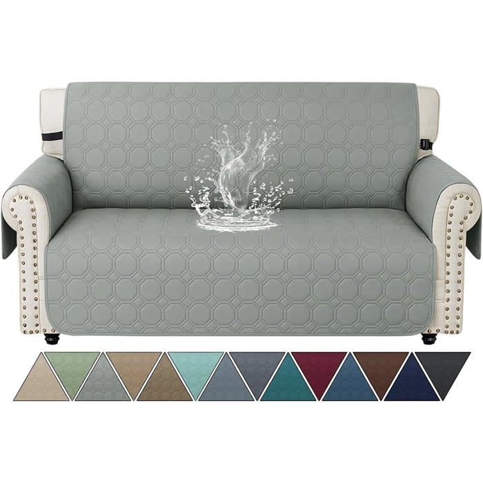 Housse De Canapé Imperméable 2 Pces avec AccoudoirsUniverselle Protege Canape avec Poches 2 Pces(110 145cm) Gri HOUSSE DE FAUTEUIL