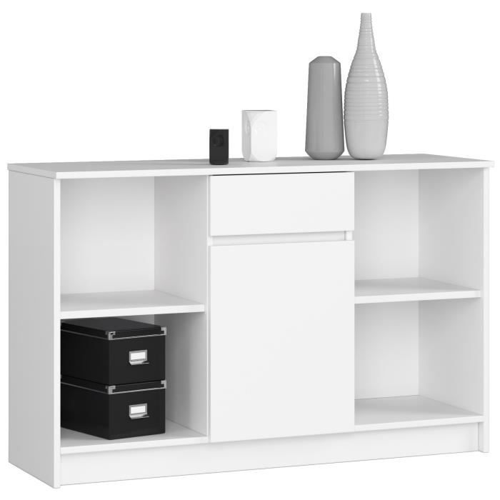 Commode AKORD B17 Blanche 120 cm 1 porte 1 tiroir façade Blanche 6 étagères 120x40x77 cm Commode AKORD B17 Blanche 120 cm 1 porte 1 tiroir façade Blanche 6 étagères 120x40x77 cm