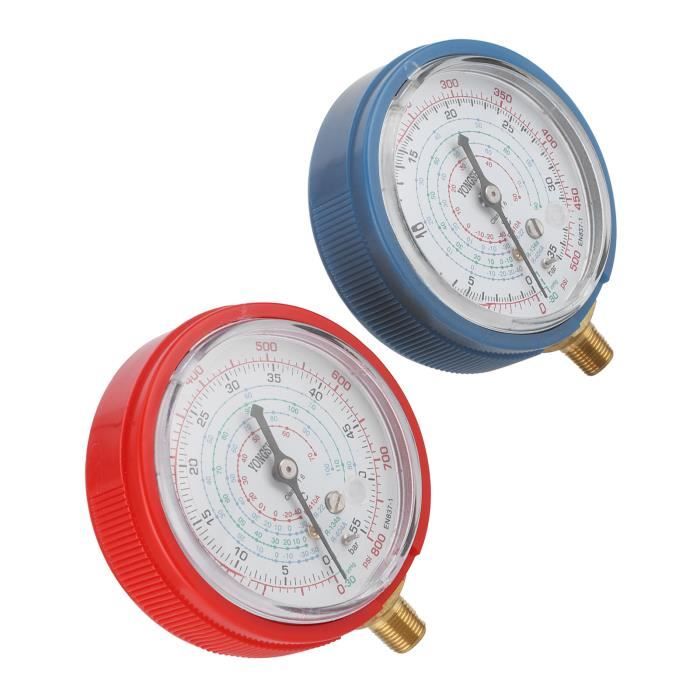 Akozon manomètre AC Outil de réparation de mesure de haute / basse pression  de jauge de pression de fluorure de climatisation
