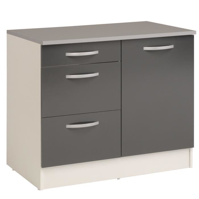 Eko Gris Meuble De Cuisine Bas Pour Evier Avec Tiroirs 100cm