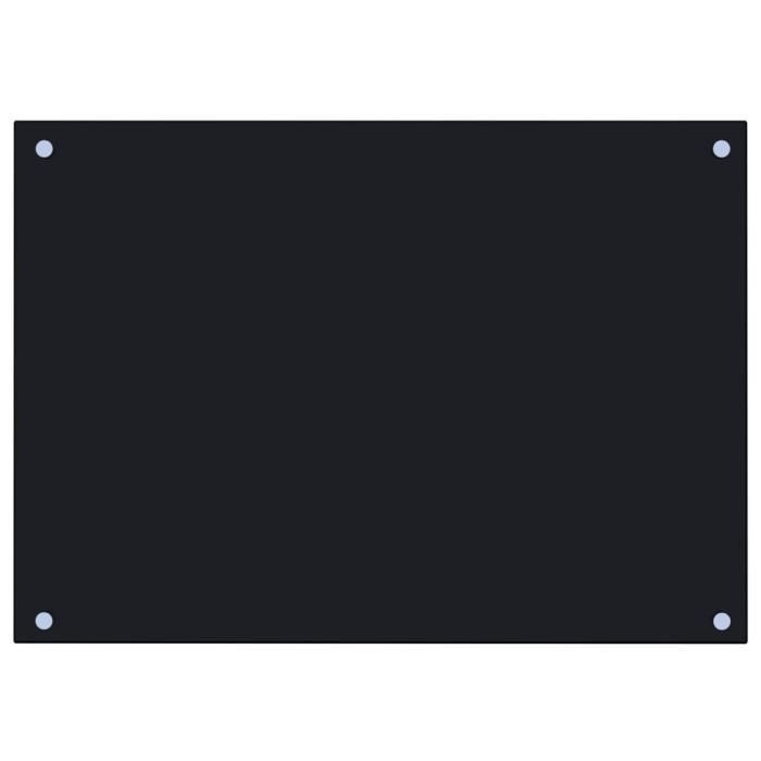 Dosseret de cuisine - ASHATA - Noir - Verre trempé - 70x50 cm - Protection anti-éclaboussures