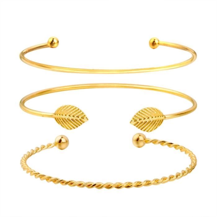 Femmes Bracelet Fête Bijoux Feuille d/'Or Bracelets Réglable Ouverture Bracelets cadeaux