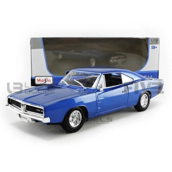 Voiture Miniature de Collection MAISTO 1 18 DODGE Charger RT 1969 Blue Cdiscount Jeux Jouets