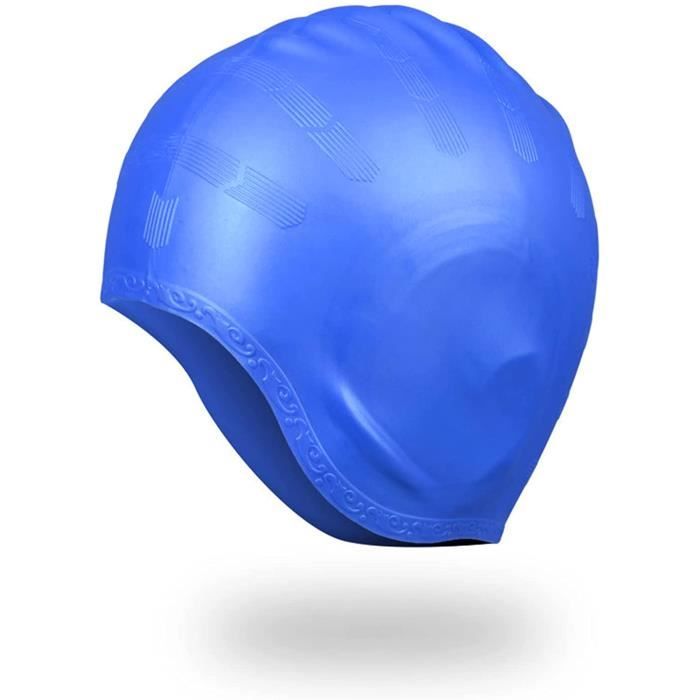 3D élastique professionnel Gel de silice bonnet de bain étanche Protection  de l'oreille adulte hommes femmes cheveux longs chapeau de bain couverture  oreille os piscine