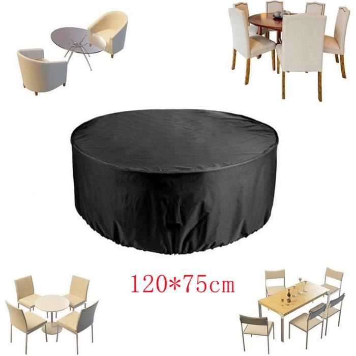Housse de protection pour table de jardin ronde et chaises