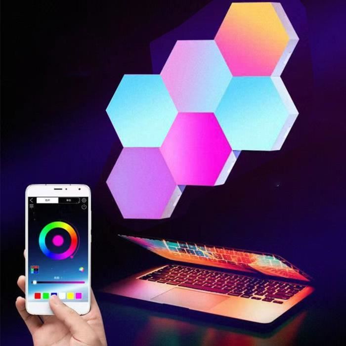LED Hexagone Murale Lampe - Smart RGB Modulaires Light Contrôle Tactile  avec App Telecommande-Gaming Setup Neon Deco Appliques（6pcs） - Cdiscount  Maison