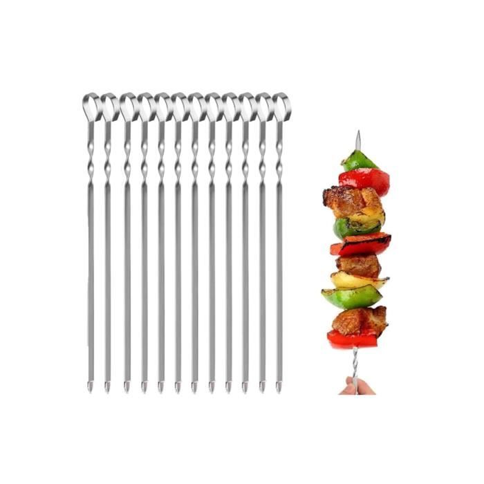 Pic A Brochette Inox 24 Pièces Brochettes Pour Barbecue, 41cm Brochettes à Viande En Acier Inoxydable, Réutilisables Pic Brochette Inox