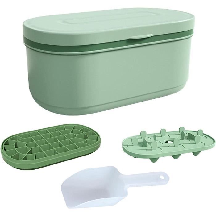 Bac à Glaçons Silicone Vert Avec Couvercle – 3 Gros Cubes Pour Gobelets XXL !