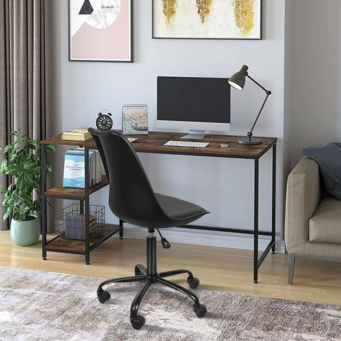 chaise de bureau - luxstore - noir - réglable en hauteur - a roulettes - style scandinave
