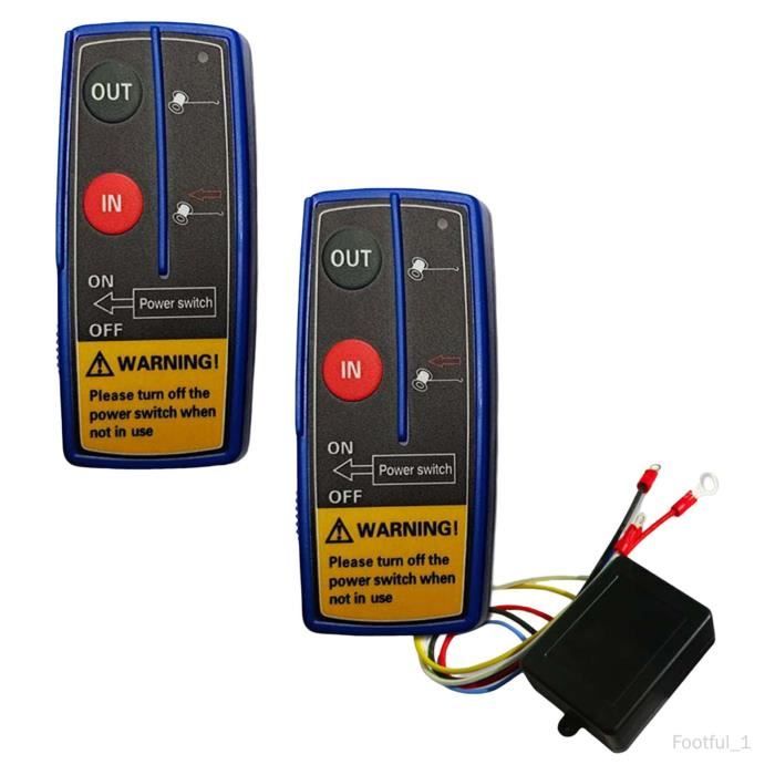 Kit Télécommande Sans Fil Pour Treuil 12V/24V Qiilu - Portée 75 Pieds - Pour VTT, SUV, Camion (Rouge)
