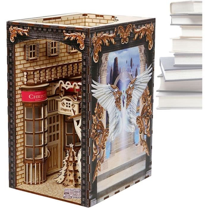 Kit Construction Serre-livres 3D En Bois Avec Lumières LED - Décoration Miniature, Maison De Poupée, Cadeau Créatif
