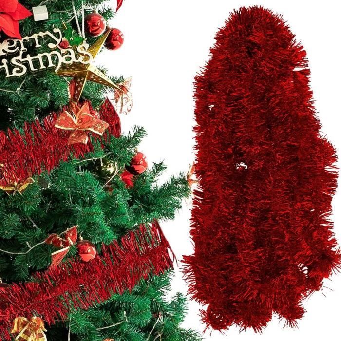 Guirlande Noël Scintillante 8x2m – Guirlandes Tinsel Avec étoiles – Déco Sapin, Fenêtre, Mur Fête Mariage Anniversaire