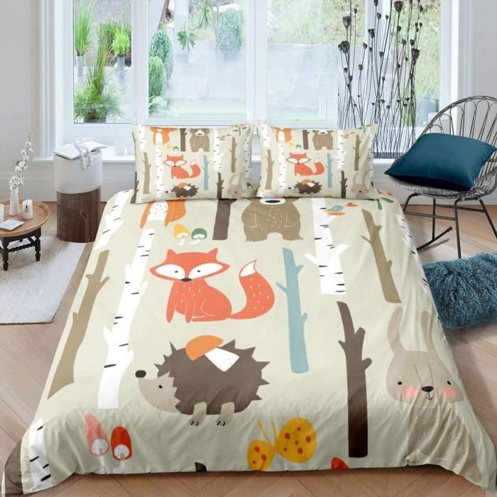 Housse De Couette 200x200 Cm Hérisson 3D - Microfibre Douce - 3 Pièces Avec Taies D'Oreiller 65x65 Cm - Literie Déco - 6