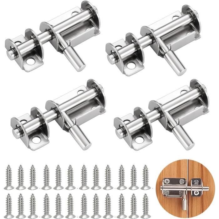 Lot De 4 Verrous De Porte Coulissants En Acier Inoxydable - Loquet Coulissant En Acier