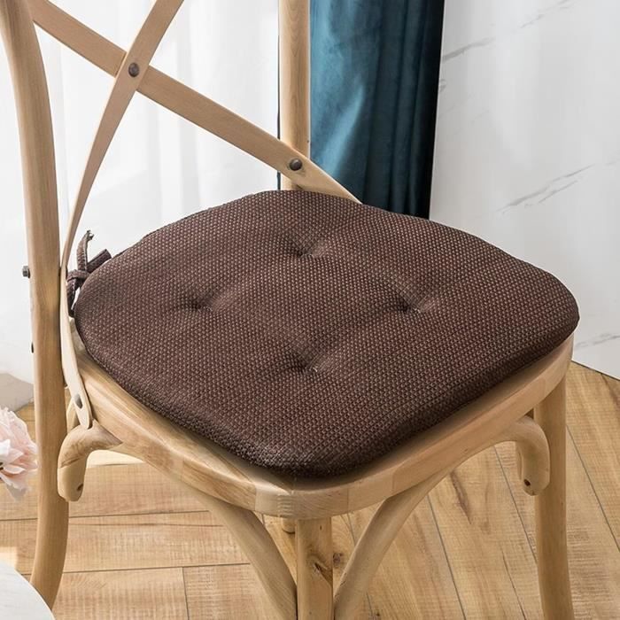 Coussin De Chaise Carré épais 8cm - Tissu Lin, Rembourrage Coton - Avec Attaches - Pour Intérieur/extérieur (45x45cm)