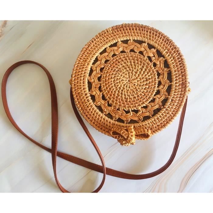 Sac bandoulière osier store rond