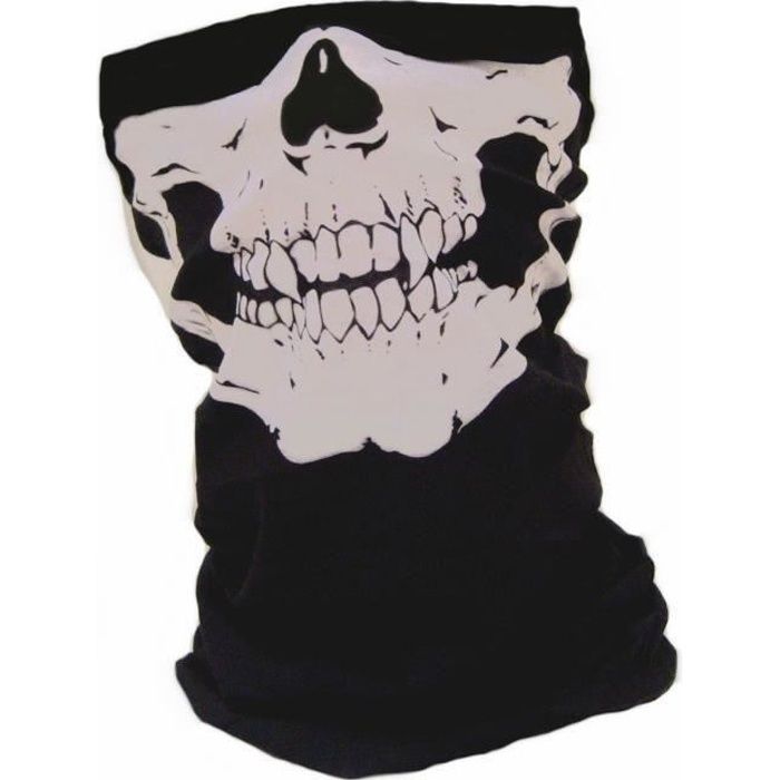 CAGOULE BALACLAVA GHOST 2 TROUS EN COTON NOIR AVEC TETE DE MORT