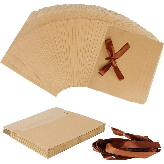 30 Enveloppes Kraft Miniatures + 30 Cartes Vierges - Fermeture Cœur Pour DIY, Mariage, Anniversaire