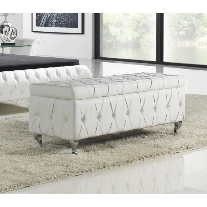 Banc Banquette Similicuir Blanc Avec Coffre De Rangement Achat Vente Bout De Lit Banc Banquette Similicuir Cdiscount