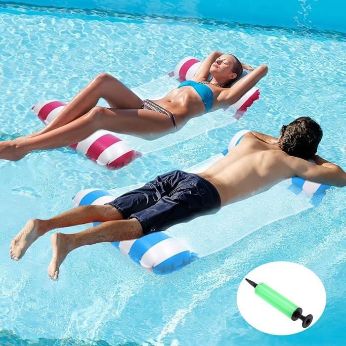 Gigmeta – Lot De 2 Hamacs De Piscine Gonflables, 4 En 1 (hamac, Chaise, Flotteur, Siège), Capacité 150 Kg, Pompe Incluse