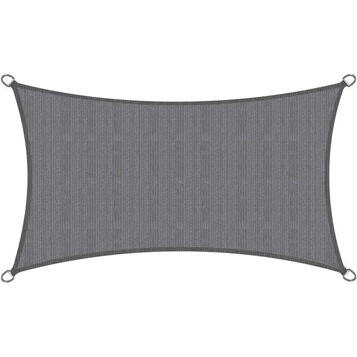 2x4m Anthracite Sol Royal Voile dombrage Rectangulaire SolVision pour terrasse jardin PEHD Protection UV 